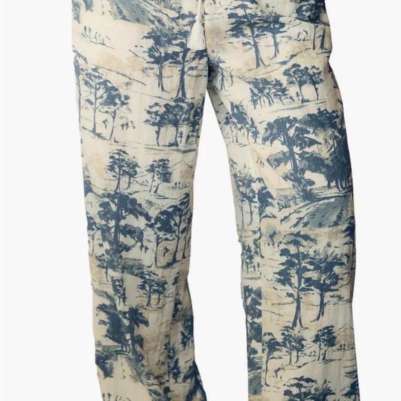 Soma Pants - Soma Blue and Cream Wide Leg Pants